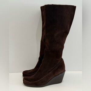 Aerosoles Gather Round Women’s Brown Suede Wedge Boots -6.5